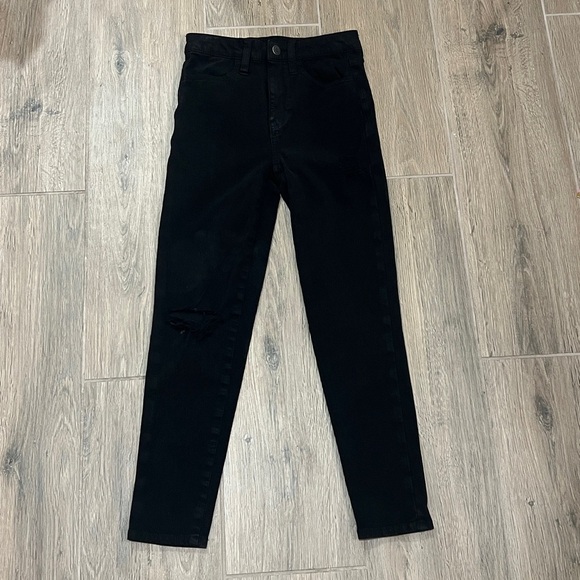 American Eagle Jeans Black Super Hi Rise Jegging Vintage Skinny Distressed 360 - Picture 9 of 14
